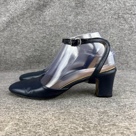 ✅VTG Fashion Craft Heels Womens 7.5 2A/4A Blue Leather Ankle Strap✅Nostalgia USA - Picture 11 of 14